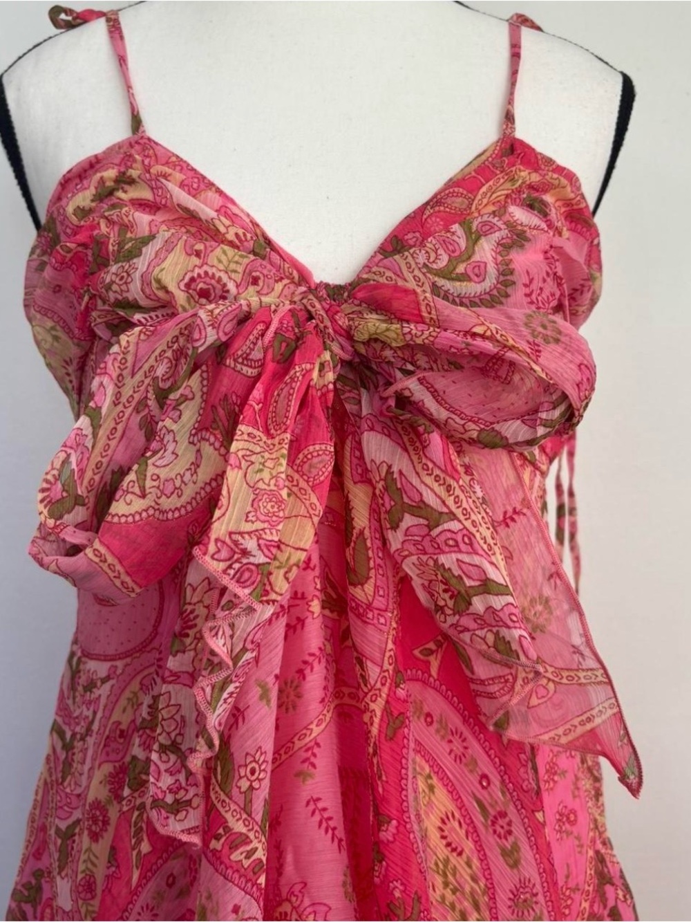 Pink Paisley Anthropologie Medium “Chaundry” Fairy Asymmetrical Cami Dress